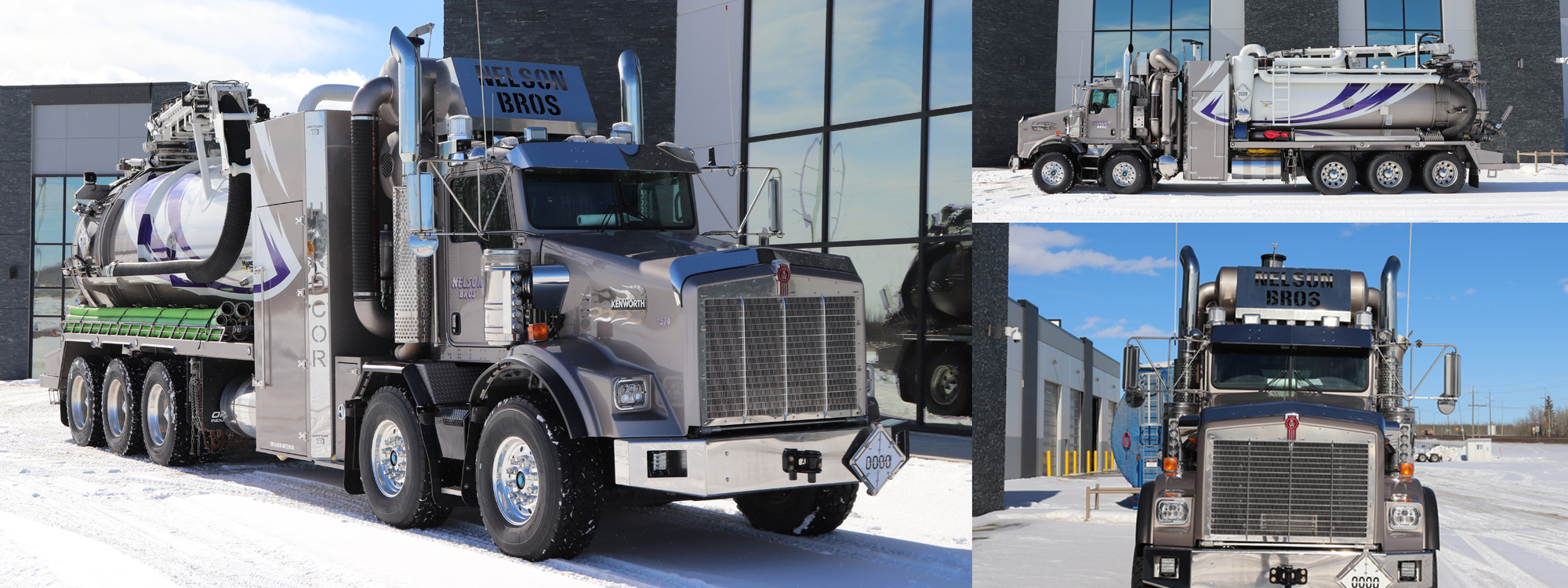 Nelson Bros hydrovac truck on an industrial site